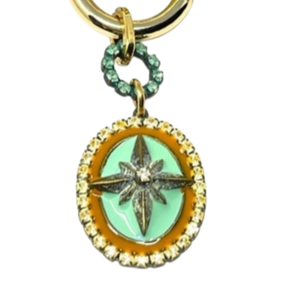 Anthropologie Tova Statement Toggle Chain Enamel Pendant Necklace - Picture 3 of 6